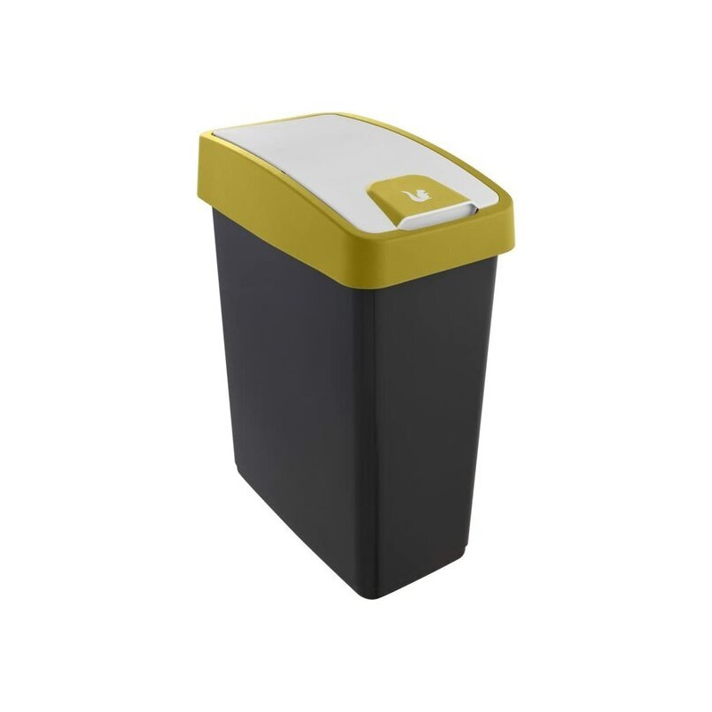 cubo de la basura premium con tapa abatible, tacto suave, 25 l, amarillo