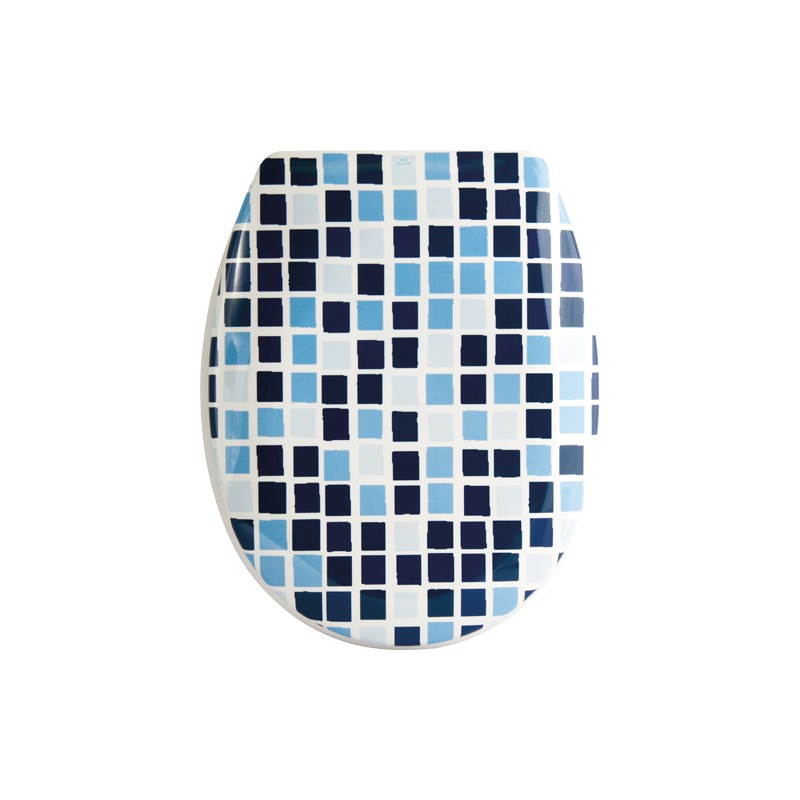 asiento wc thermo-duro cierre lento mosaico azul