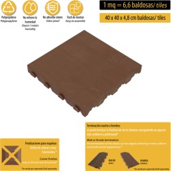 lámina para pavimento marrón combi, 40x40x4,8 cm (39x39 neto); 1m²: 6,6 láminas