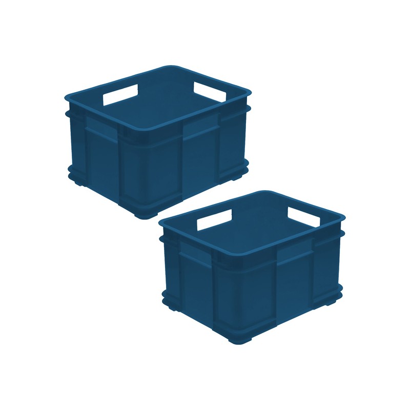 2x caja de almacenaje eurobox xl, plástico eco (pp), 43 x 35 x 24 cm, 28 l, azul