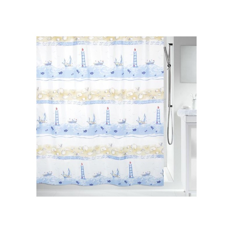 cortina de ducha 180 x 200 100% polyester azul