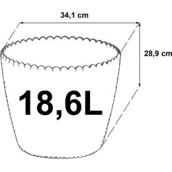 maceta redonda 18,6l prosperplast splofy de plastico en color gris, 34,1 x 28,9 cm