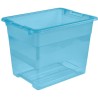 2x cubo de almacenaje con tapa, plástico, azul transparente, 24 l