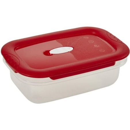recipiente para alimentos 2 en 1 con válvula para microondas rojo/transparente 17 x 11 x 6 cm