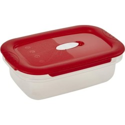 recipiente para alimentos 2 en 1 con válvula para microondas rojo/transparente 17 x 11 x 6 cm