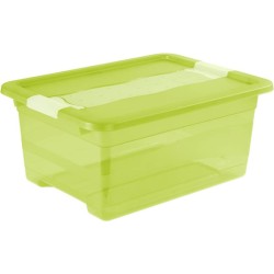 2x cubo de almacenaje con tapa, plástico, verde transparente, 12 l