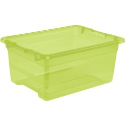 2x cubo de almacenaje con tapa, plástico, verde transparente, 12 l