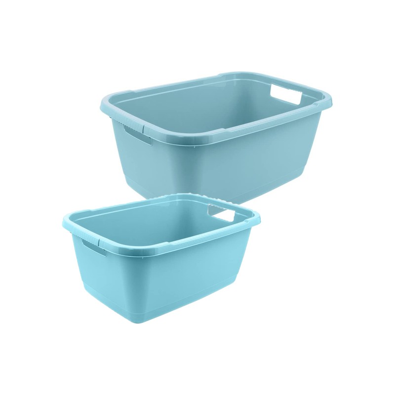 set de 2 cestas para la colada de plastico aenna 32l y 52l en color azul
