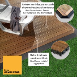 lámina para pavimento madera combi-wood, 118x40x6,5 cm (117x39 netos); 1m²: 2 láminas