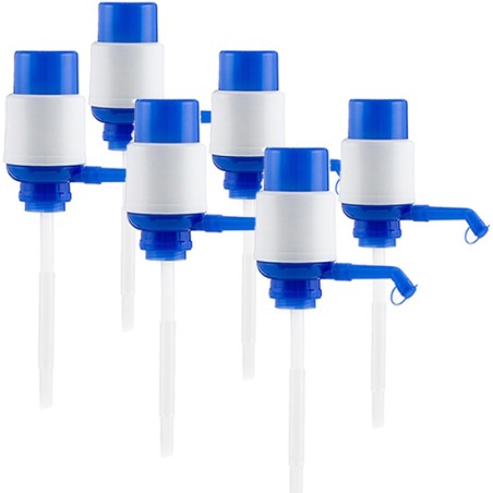 set de 6 dispensadores manuales de agua embotellada, compatibles con garrafas de 5, 8 y 10 litros.