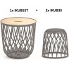 set de 3 cestas multifuncionales 55l con tapa de madera - 2x35l prosperplast uniqubo de plastico en color gris
