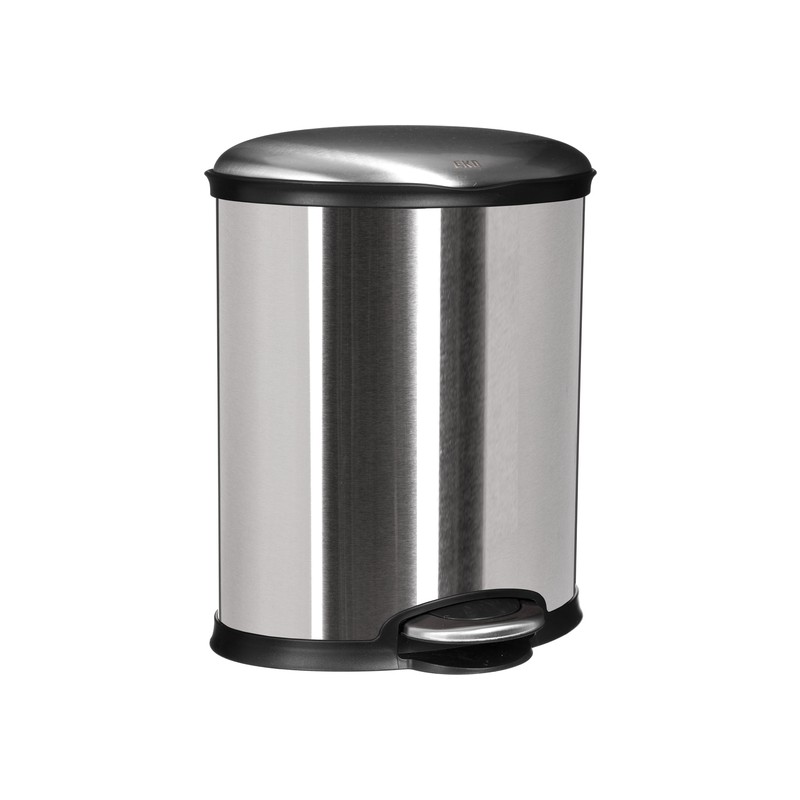 papelera - cubo de basura - contenedor de residuos con pedal oval plateado 20l