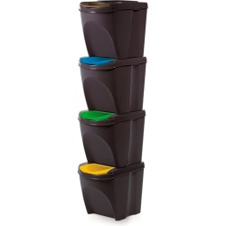 juego de 4 cubos de reciclaje 100l prosperplast sortibox de plastico en color antracita