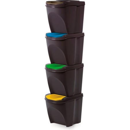 juego de 4 cubos de reciclaje 100l prosperplast sortibox de plastico en color antracita