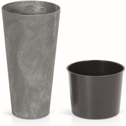 prosperplast tubus slim effect de plástico con depósito en color gris oscuro, 47,6 x 25 x 25 cms