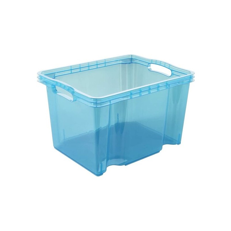 caja de almacenaje con asas integradas - tamaño m - 35 x 27 x 21 cm - 13,5 l - azul transparente