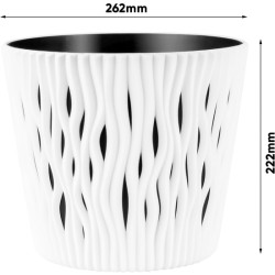 maceta redonda de plastico sandy round en color blanco - 26,2 x 26,2 x 22,2 cm