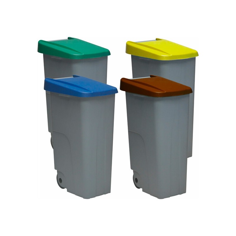 pack reciclaje contenedor reciclo 110 litros cerrado - 440 litros totales, en 4 contenedores, en colores azul verde amarillo mar