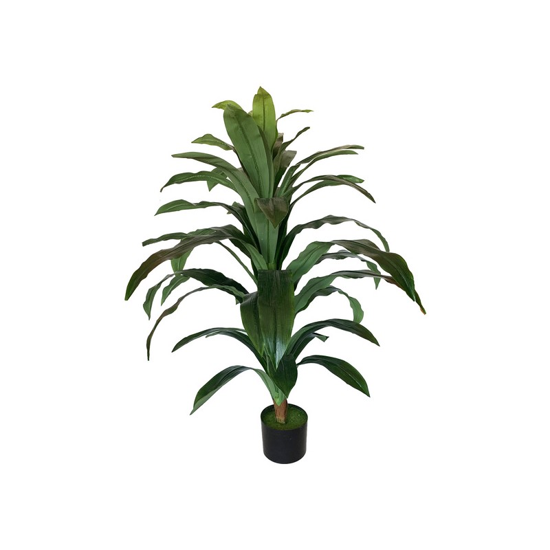 planta artificial dracena de 100 cm de altura en color verde con maceta