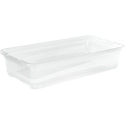cubo de almacenaje con tapa, plástico, transparente, 33 l
