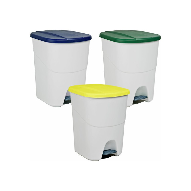 pack reciclaje pedalbin ecológico - 3 contenedores de 40 litros en colores - capacidad total 120 litros