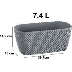 maceta rectangular 7,4l prosperplast splofy de plastico en color gris, 39,7 (largo) x 18 (ancho) x 14,5 (alto) cms