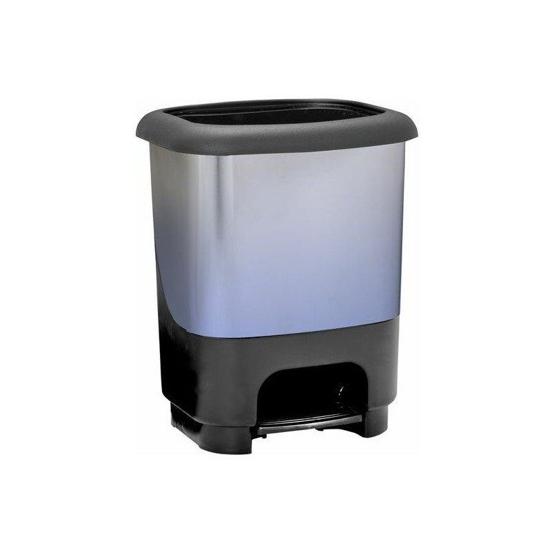 cubo de basura con pedal class 10 litros en color azul y negro metalizado