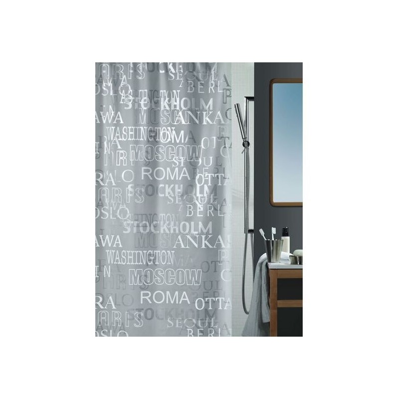 cortina de ducha textil , plateado