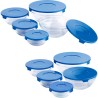 set 10 tupperware en vidrio tapa azul: 150, 200, 350, 500 y 900ml