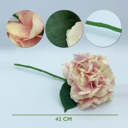 pack de 12 ramos de hortensias con tacto natural 42 cm con flores de 20 cm en color rosa
