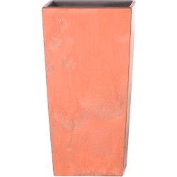 pack 3 macetas altas prosperplast - 11,4 19 35 litros - urbi square effect de plastico en color terracota con deposito