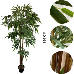 planta de bambú artificial de 160 cm de altura con maceta