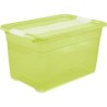 cubo de almacenaje con tapa, plástico, verde transparente, 52 l