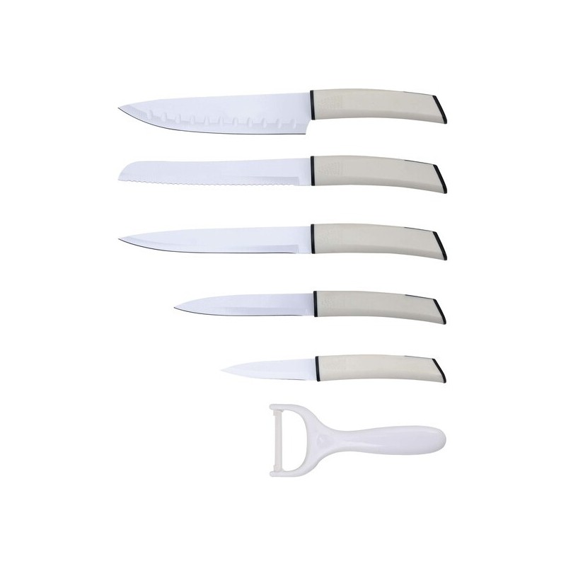 set 5 cuchillos + pelador acero inox ultra non-stick