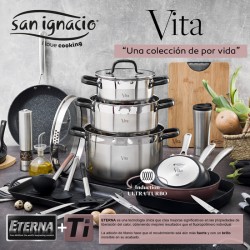 set vita san ignacio 3 sartenes - 24, 28 y wok 28 cms, aluminio forjado, inducción