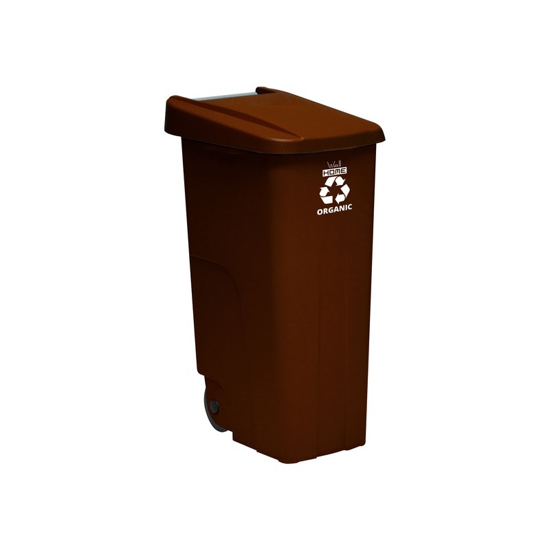 contenedor wellhome reciclo 110 litros, cerrado con tapa, ideal para reciclaje de residuos orgánicos, con ruedas