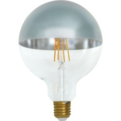 bombilla led decorativa globo g120 filamento regulable cupula plata suave/transparente