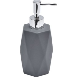 dispensador de jabón para baño de 330ml hecho en gres con relieve de diamante gris
