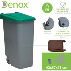 pack reciclaje contenedor reciclo 85 litros cerrado - 170 litros totales, en 2 contenedores, en colores verde/amarillo