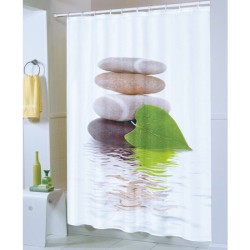 cortina de baño de polyester diseño piedras