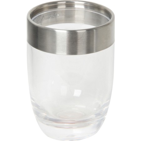 vaso de plastico transparente e inox