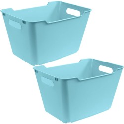 2x caja de almacenaje, polipropileno, 12 l, lotta, azul claro, 35.5x23.5x20 cm