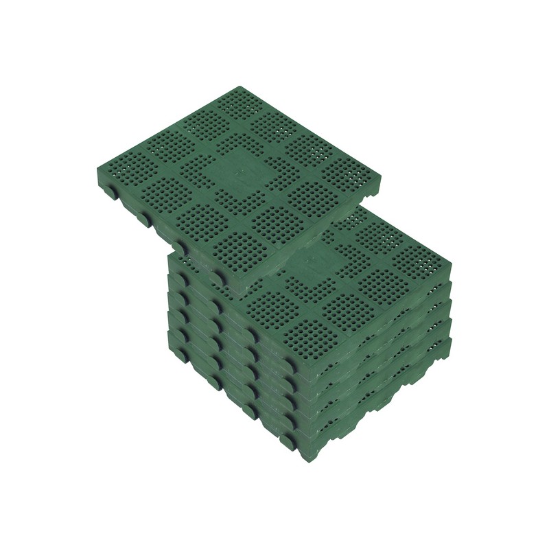 pack de 6 baldosas plásticas para suelo exterior en panal de 39x39x4,8 cm. superficie total 0,9m² colección combi - verde