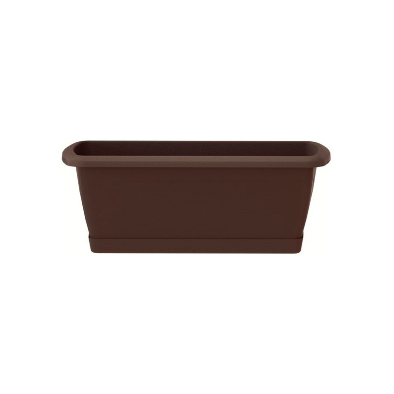 jardinera respana con soporte de plastico en color marron 59 x 18,4 x 14,5 cm