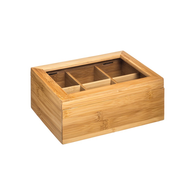 caja de té x6 compartimentos de bambú