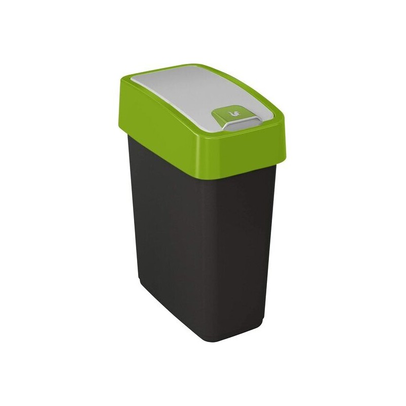 cubo de la basura premium con tapa abatible, tacto suave, 10 l, magne, verde