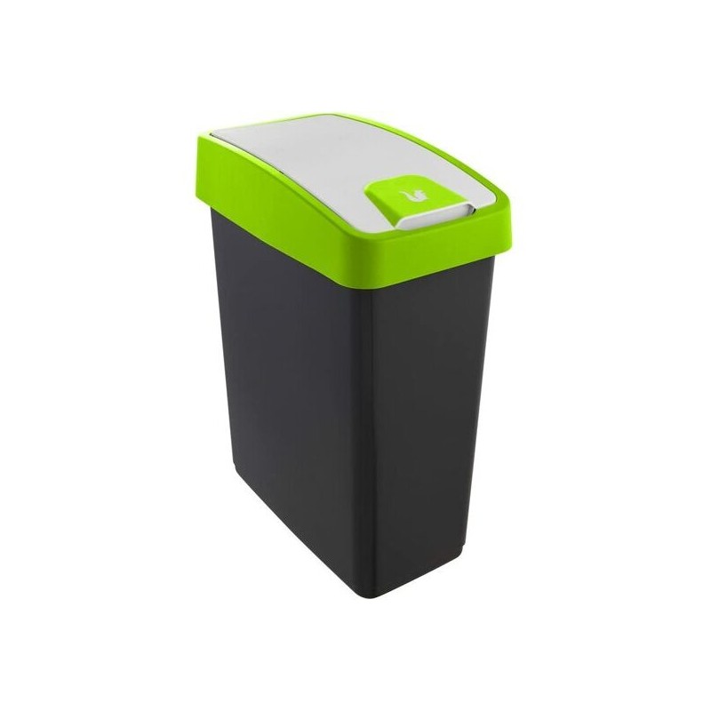 cubo de la basura premium con tapa abatible, tacto suave, 25 l, magne, verde