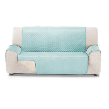 rubi cubre sofa bicolor reversible 4 plazas aguamarina/crudo