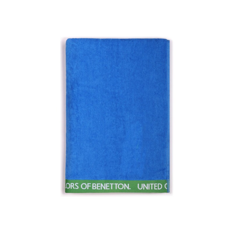 toalla de playa 90x160cm 380gsm 100% algodón velour azul benetton