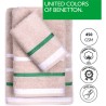set 3pcs toallas de baño 450 gsm 100% algodon beige con rayas casa ben